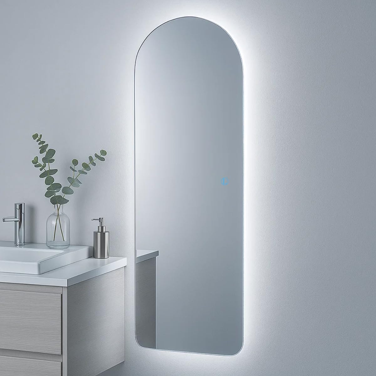 Espelho Arcos 90x40 cm com LED Touch – Iluminação Fria e Quente