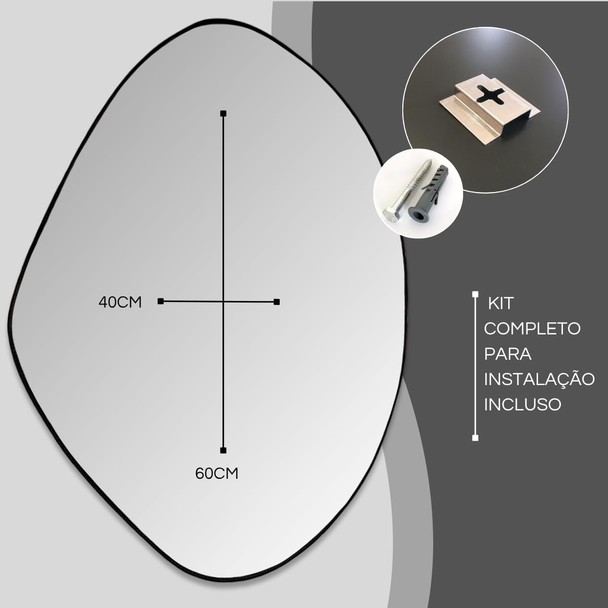 Kit 3 Espelhos Orgânicos de Luxo – Moldura em Couro Preto