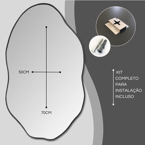 Kit 3 Espelhos Orgânicos de Luxo – Moldura em Couro Preto
