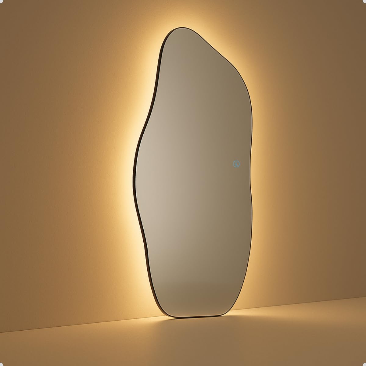 Espelho Orgânico Magnus 90x40 cm com LED Touch – 3 Cores de Iluminação