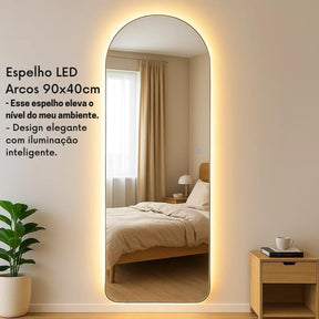 Espelho Arcos 90x40 cm com LED Touch – Iluminação Fria e Quente