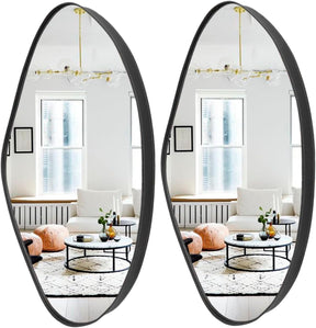 Kit 3 Espelhos Orgânicos de Luxo – Moldura em Couro Preto