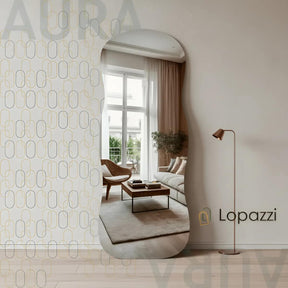 Espelho Orgânico Aura 90x40 cm – Design Moderno com Suporte