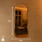 Espelho Orgânico Aura 90x40 cm – Design Moderno com Suporte