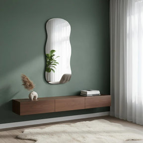 Espelho Orgânico Aura 90x40 cm – Design Moderno com Suporte