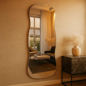 Espelho Orgânico Aura 90x40 cm – Design Moderno com Suporte