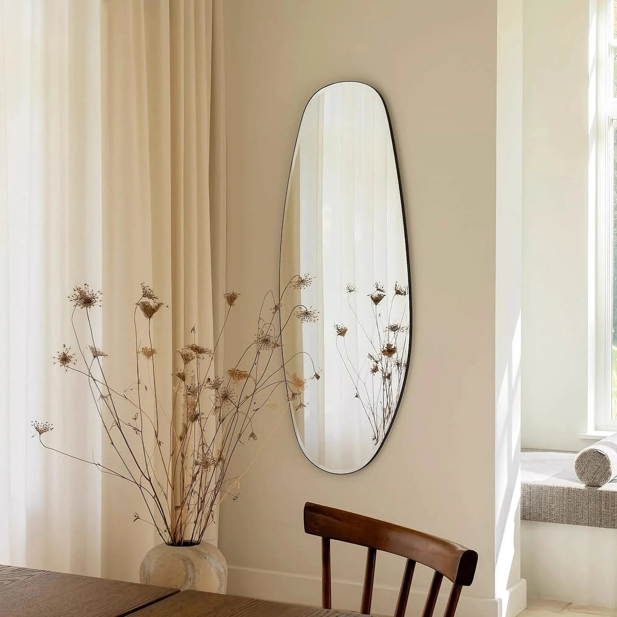 Espelho Orgânico Assimétrico de Parede – Borda Chanfrada Decorativa