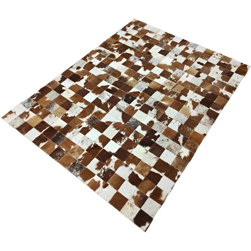 Tapete de Couro Malhado Marrom Castanho 1,50 x 2,00 m Sem Bordas