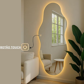 Espelho Orgânico Corpo Inteiro com LED Touch – Acompanha Fonte