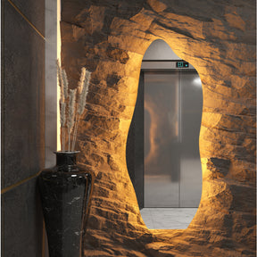 Espelho Orgânico Oval com LED 100 x 50 cm – Luz Branca e Amarela