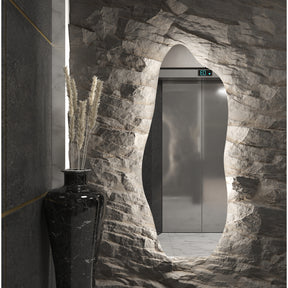 Espelho Orgânico Oval com LED 100 x 50 cm – Luz Branca e Amarela