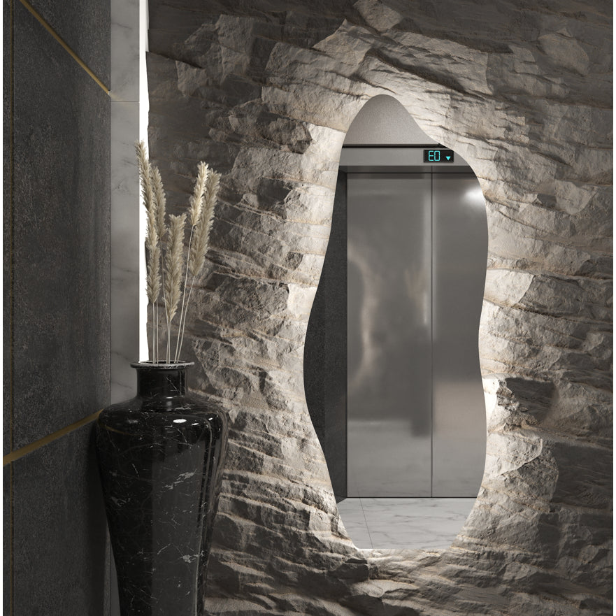 Espelho Orgânico Oval com LED 100 x 50 cm – Luz Branca e Amarela