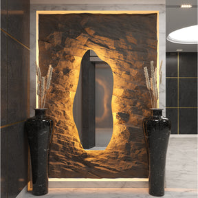 Espelho Orgânico Oval com LED 100 x 50 cm – Luz Branca e Amarela