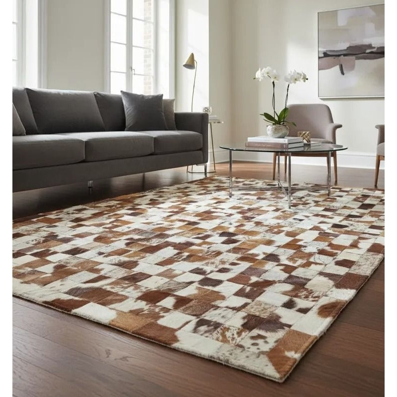 Tapete de Couro Natural Malhado 1,50x2,00 m – Acabamento com Bordas