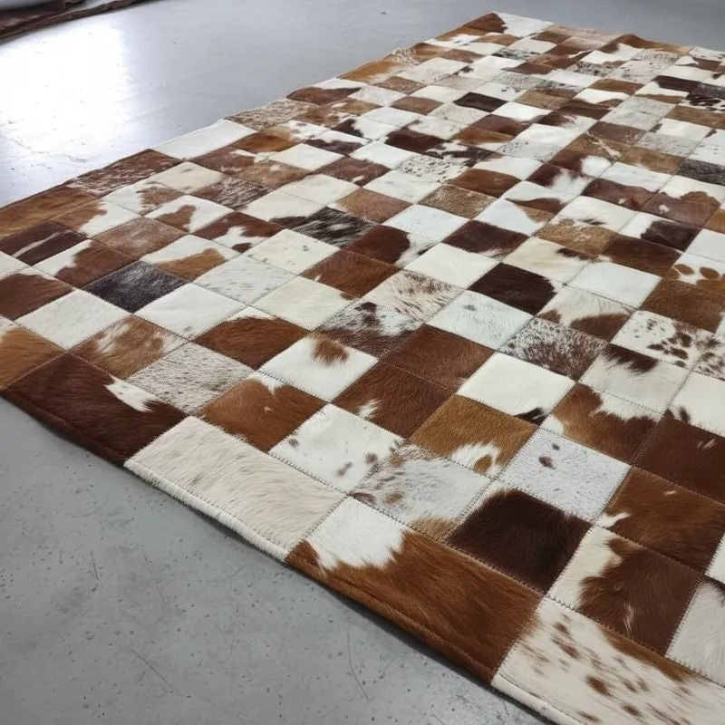 Tapete de Couro Natural Malhado 1,50x2,00 m – Acabamento com Bordas