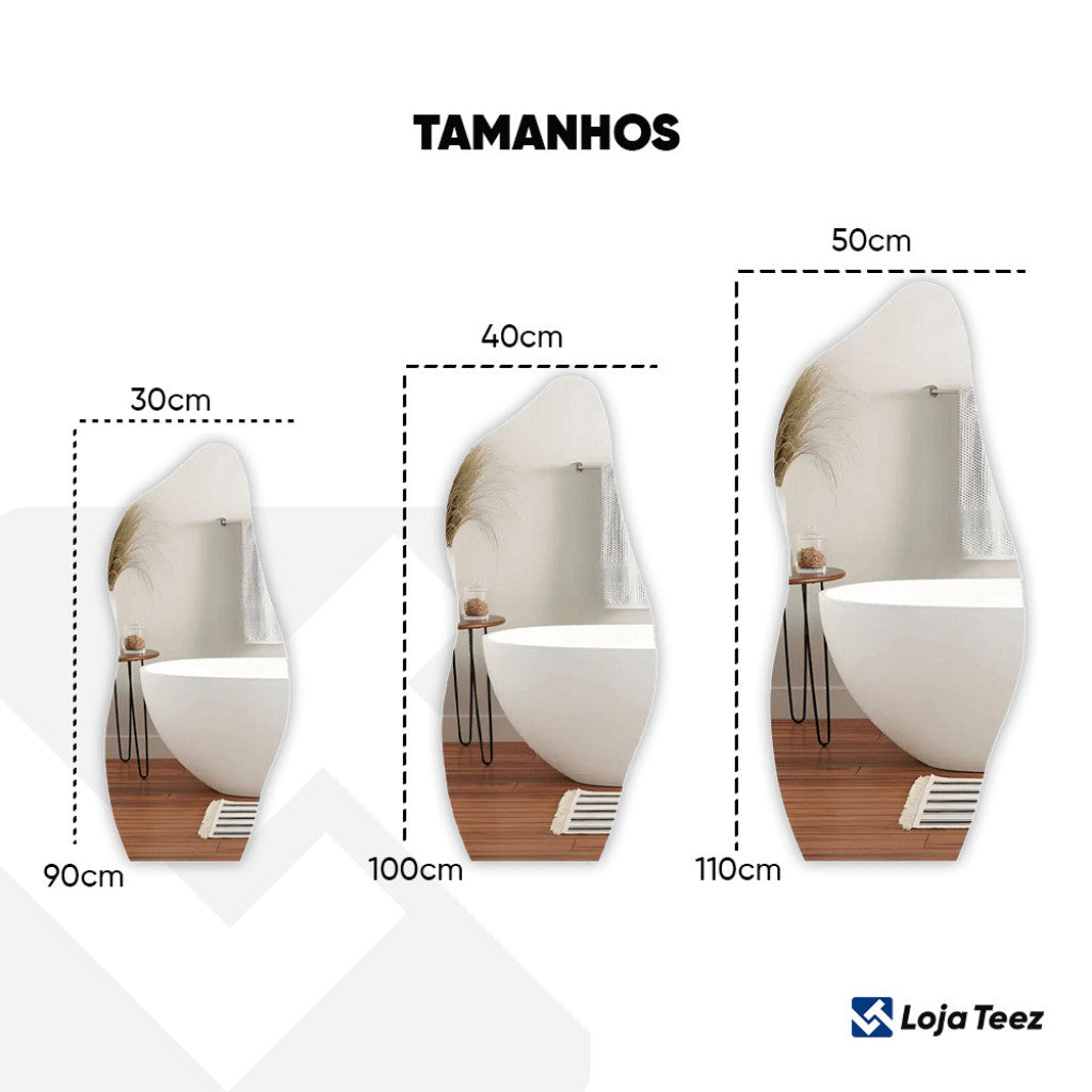Espelho Orgânico Flame com LED 110 x 50 centímetros